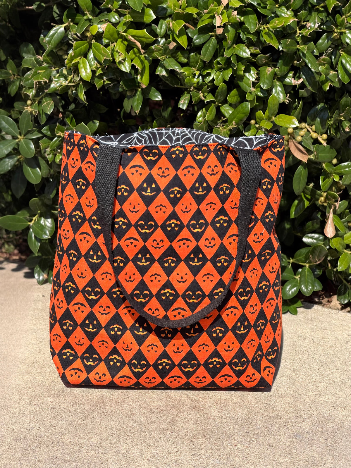 Reversible trick-or-treat tote