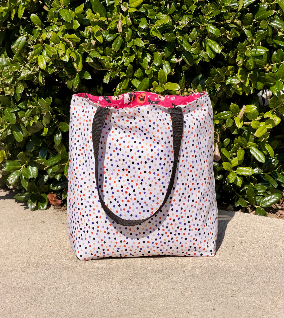 Reversible trick-or-treat tote